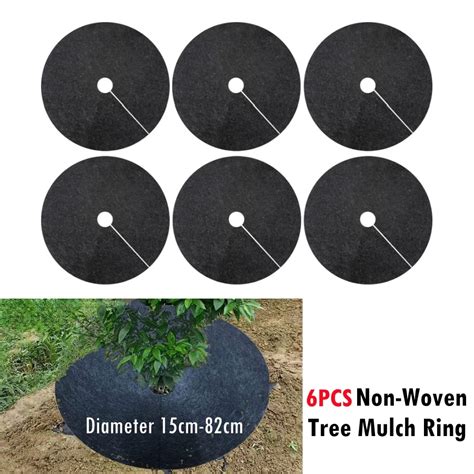 6pcs 15cm 82cm Non Woven Tree Mulch Ring Weeding Barrier Thickened Protector Mat Plant Cover