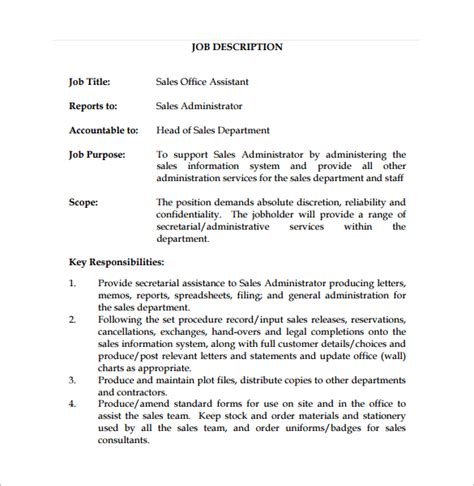 11 Office Assistant Job Description Templates Free Sample Example Format Download Free