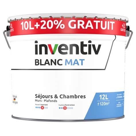 Peinture Murs Plafonds Bicouche Blanc Mat 10 L 20 INVENTIV Mr