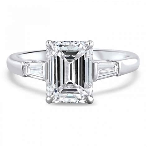 Platinum 3 00ct Emerald Cut Tapered Baguette Diamond Ring