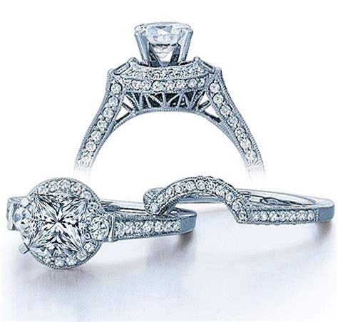 Gia Certified 2 Carat Princess Cut Diamond Vintage Wedding Ring Set In White Gold Jeenjewels