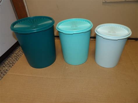 Tupperware Heritage Servalier Nesting Canisters With Lids 6 Piece Set Green Ebay