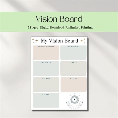 Minimalist Printable Vision Board Vision Board Template Etsy Canada