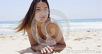 Brunette Girl Laying On Sandy Beach Stock Footage Video Of Laying Vacations