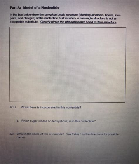 Part A: Model of a Nucleotide In the box below draw | Chegg.com