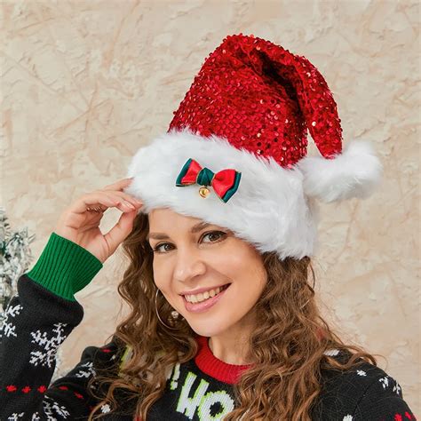 Sombreros De Lentejuelas De Navidad Para Adultos Gorro De Pap Noel