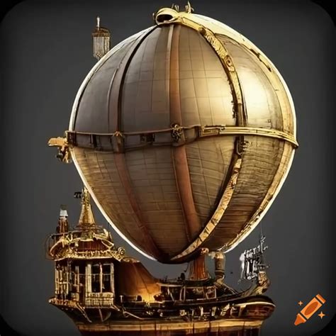 Steampunk Airship With Golden Exterior On Craiyon