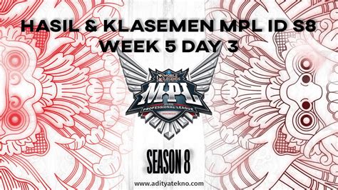 Hasil Dan Klasemen MPL ID Season 8 Week 5 Day 3 EVOS Dan Onic Kompak