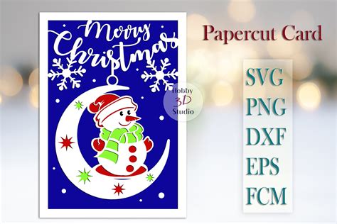 Merry Christmas Card Paper Cut Templates Graphic By Hobby Dstudio