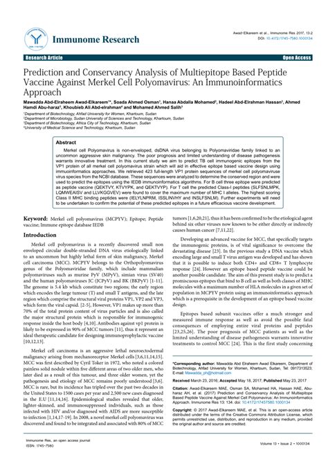 (PDF) Prediction and Conservancy Analysis of Multiepitope Based Peptide ...