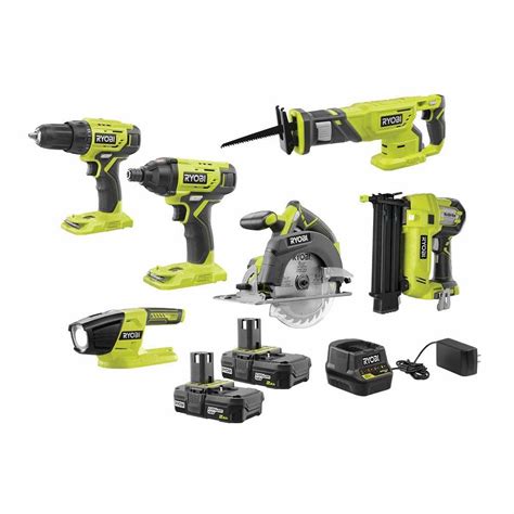 Ryobi one 18v cordless 6 tool combo kit with 2 2 0 ah batteries and ...