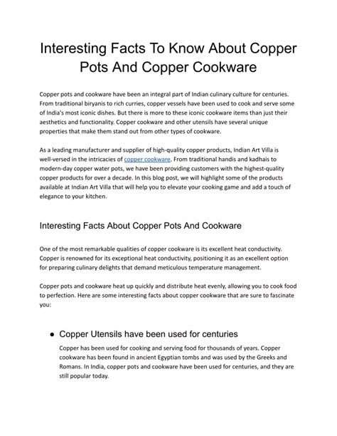 Ppt Interesting Facts To Know About Copper Pots And Copper Cookware