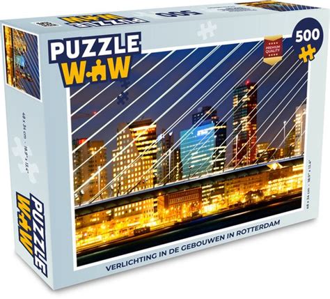 Puzzel Rotterdam Skyline Licht Legpuzzel Puzzel Stukjes