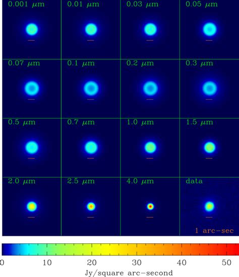 Predicted surface brightness images at 22 1 μm corresponding to the