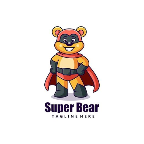 Premium Vector Cute Super Bear Character Mascot Design