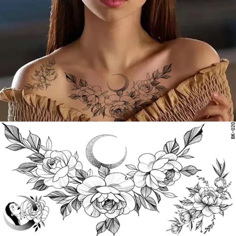 Skizze Rose Blume Tattoos Aufkleber Arm Beine Wasserdicht Tempor Re N