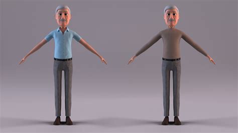 Cartoon Old Man Rigged Biped Catrig D Model Turbosquid