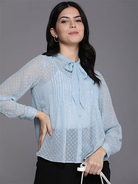 Buy Allen Solly Woman Tie Up Detail Neck Casual Shirt Shirts For