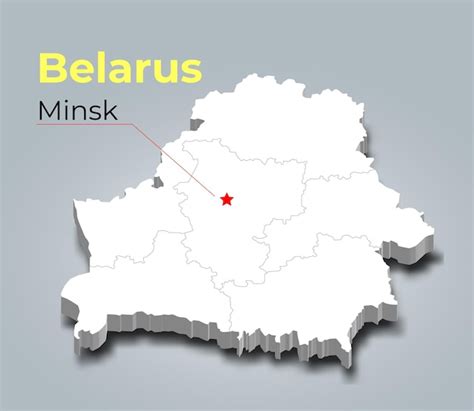 Premium Vector Belarus 3d Map With Borders Of Regions And Its Capital