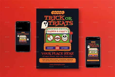 Black Retro Trick Or Treat Flyer Set Print Templates Graphicriver