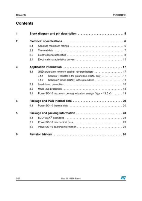 Vn Sp E Datasheet Pdf High Side Driver