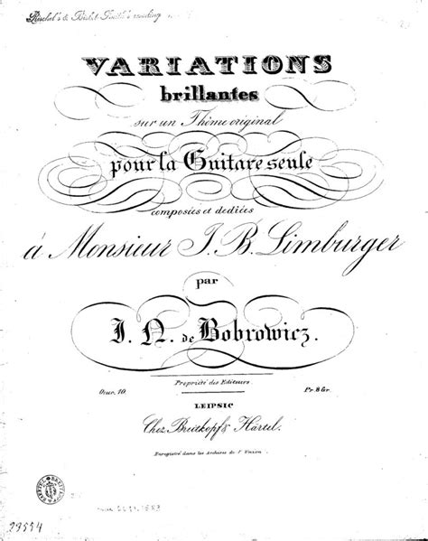 Bobrowicz Johann Nepomuk von Variations brillantes sur un thème