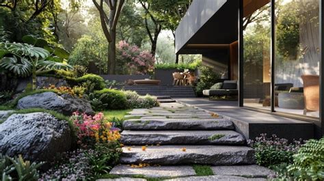 Stone Steps Leading Up To House Premium Ai Generated Image