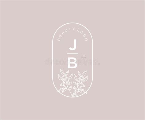 Initial Jb Letters Beautiful Floral Feminine Editable Premade Monoline