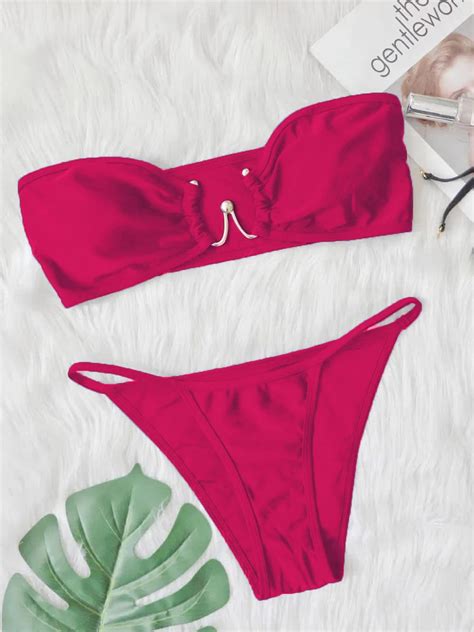 Buy VAGHBHATT Metallic String Bikini Lingerie Set Bikini HOT PINK Lingerie Set For Women
