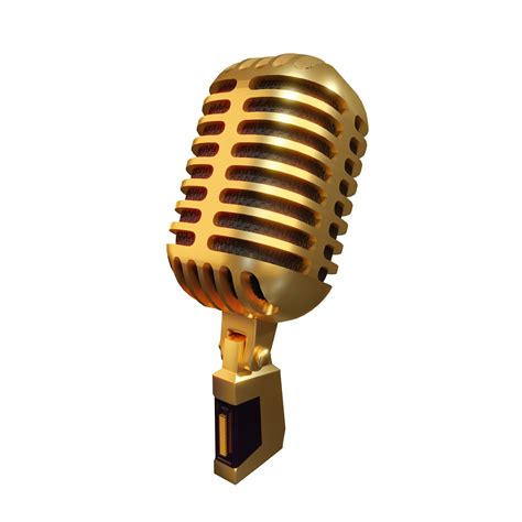 Gold Microphone Broadcast Or Karaoke 3d Render Element 9335899 Png