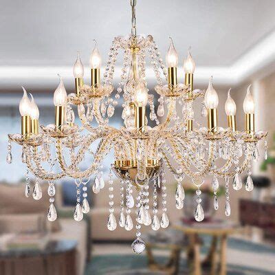 House Of Hampton Gold Color Luxurious Candle Crystal Chandelier