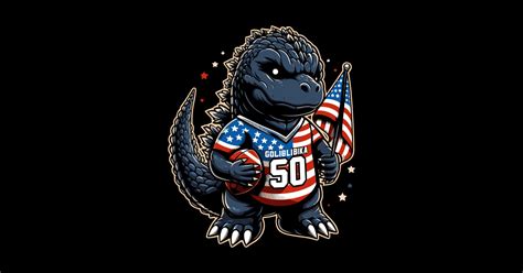 Godzilla American Flag Godzilla Flag Sticker Teepublic