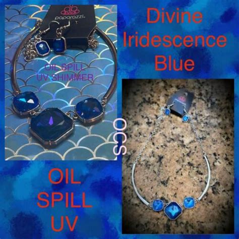 Paparazzi ~ Divine Iridescence Blue 🌈 Oil Spill🌈necklace Set 💎oct Lop 2021💎 Ebay