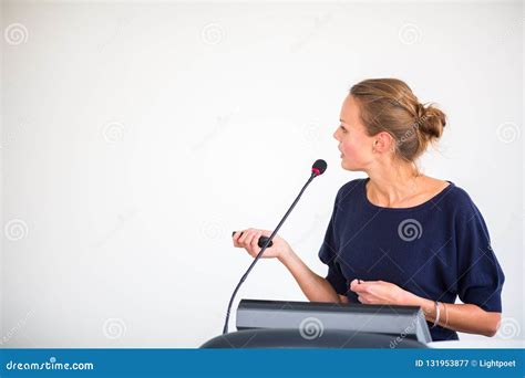 Pretty Young Business Woman Giving A Presentation Stock Image Image