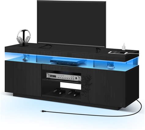 Hommpa Led Tv Stand With Power Outlets For 70656055 Inch Tv Modern Entertainment