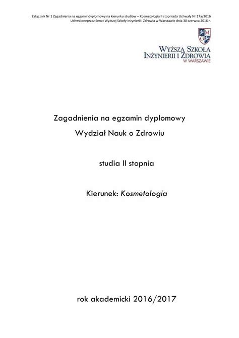 Pdf Zagadnienia Na Egzamin Dyplomowy Kosmetologia Studia Ii