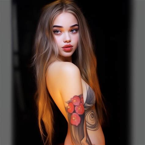 Premium Ai Image A Woman With A Tattoo Of Flowers On Her Arm