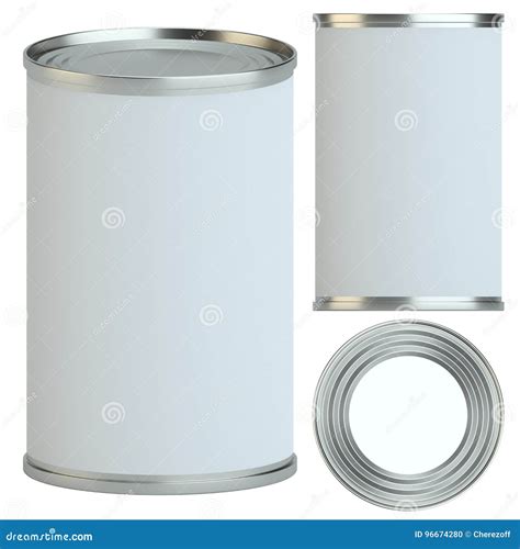 Metal Tin Can With White Empty Label Stock Illustration Illustration