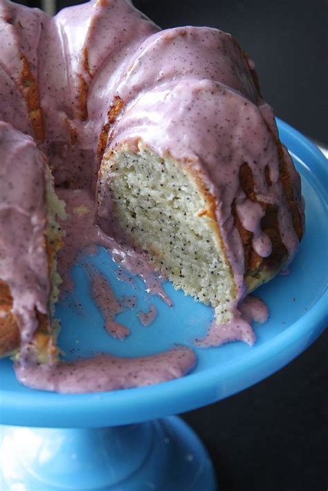 Lemon Poppy Seed Sour Cream Bundt Cake With Blueberry Glaze Heather