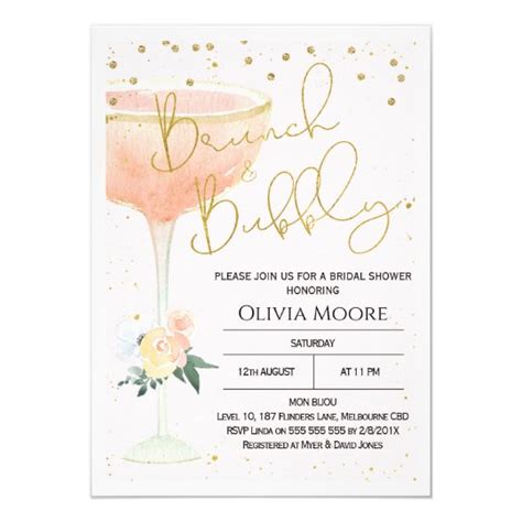 Champagne Brunch Bubbly Bridal Shower Invitation