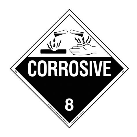 Corrosive 10 3 4 In Label Wd DOT Container Placard 35ZL78 35ZL78