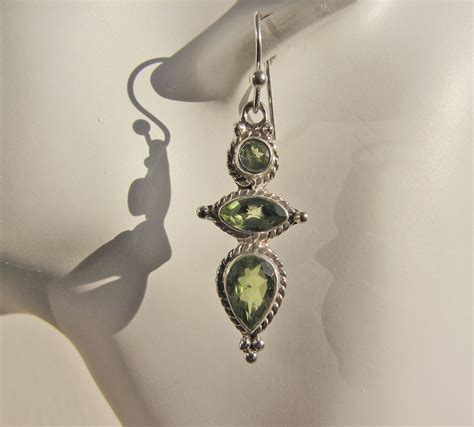 Exquisite Peridot Ohrringe Indischer Silber Schmuck