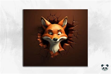 Fox 3D Cracked Hole Tumbler Wrap 4 Graphic By Pandastic Creative Fabrica