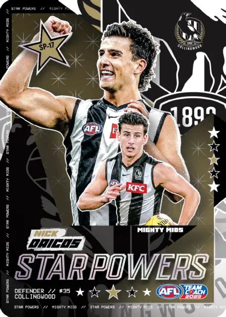 Afl Teamcoach Star Powers Nick Daicos Collingwood Magpies Unused Hot