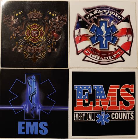 Firefighter Fire Dept Paramedic Ems 4 X 4 Window Etsyde