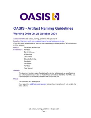 Fillable Online Docs Oasis Open OASIS Artifact Naming Guidelines