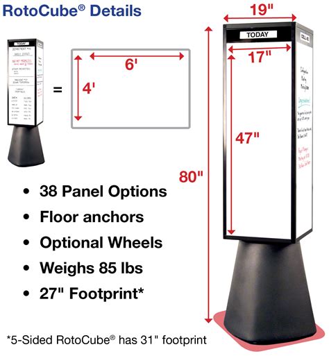 Rotocube Free Standing Rotating Whiteboard Bulletin Tower