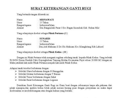 Detail Contoh Surat Permohonan Ganti Rugi Koleksi Nomer 13