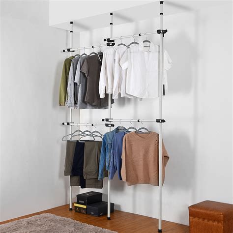 Telescopic Hanging Rail Clothes Rack Adjustable