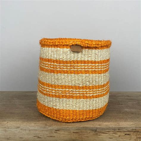 Sifa Orange Weaved Straw Basket D20cm X H20cm Indoor Plant Pot Cover The Boma Garden Centre